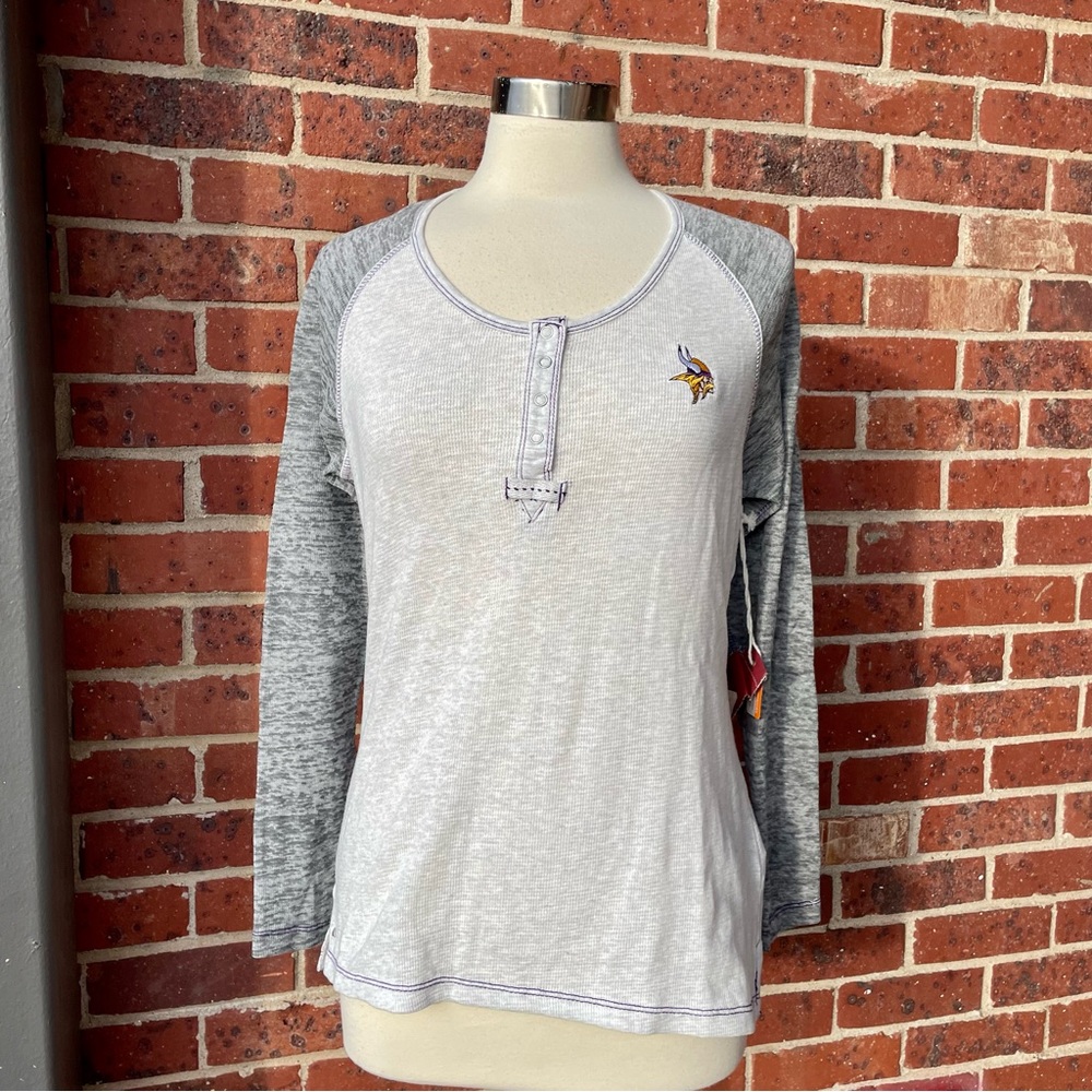 NWT NFL Team Apparel Minnesota Vikings Women's Medium Long Sleeve T-Shirt Gray